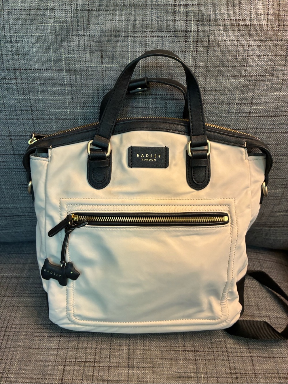 RADLEY LONDON Cream and Black Leather-Trim Tote